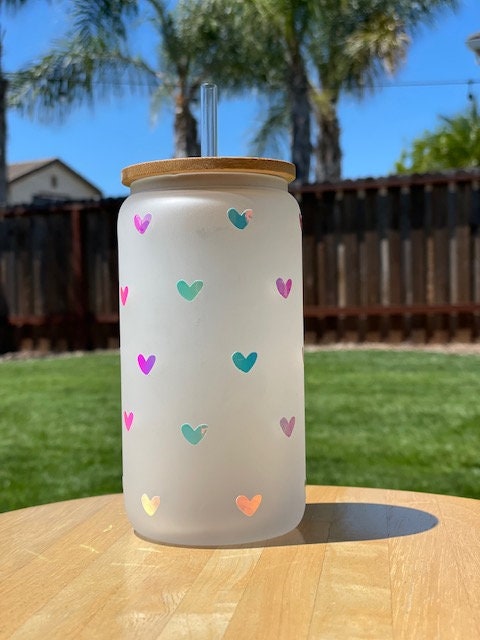 16oz Frosted Glass Iced Coffee Love Tumbler