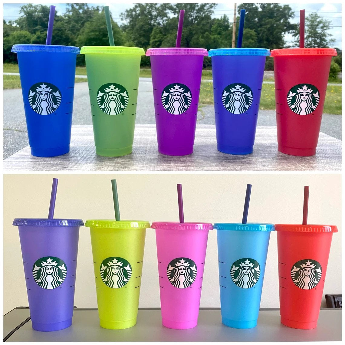 2022 New 5 Style Starbucks Tumbler Color Changing Confetti